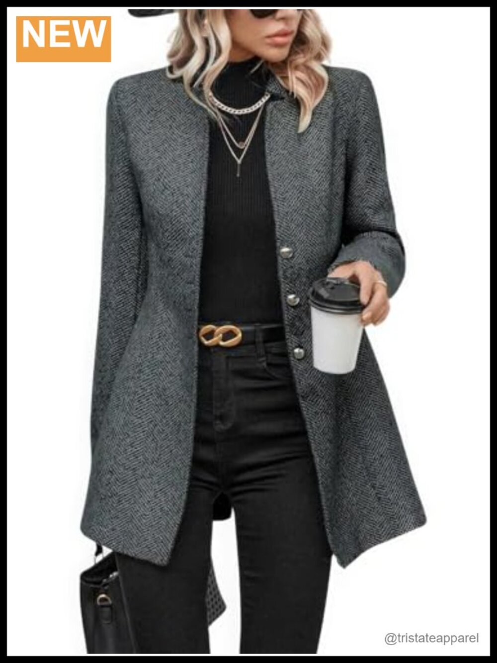 Wool Blend Herringbone Blazer Jacket Notch Collar Button Down Slim Fit Business